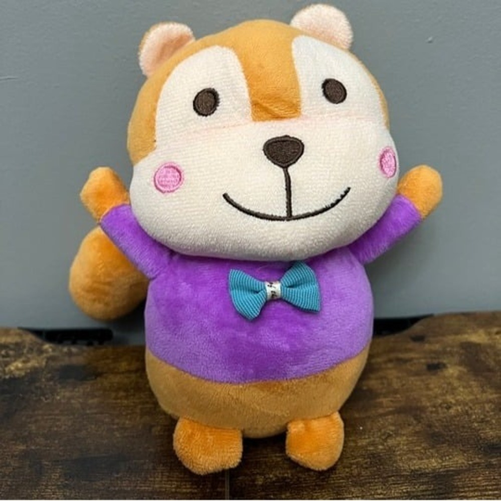 Kawaii Cartoon Squirrel with Bowtie Plush